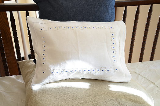 Hemstitch Baby Pillowcases French Blue Polka Dots